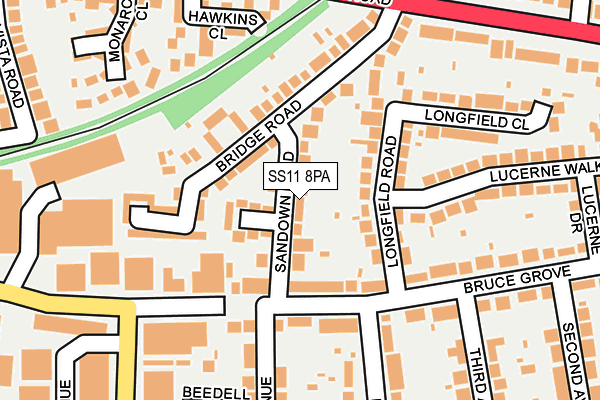 SS11 8PA map - OS OpenMap – Local (Ordnance Survey)