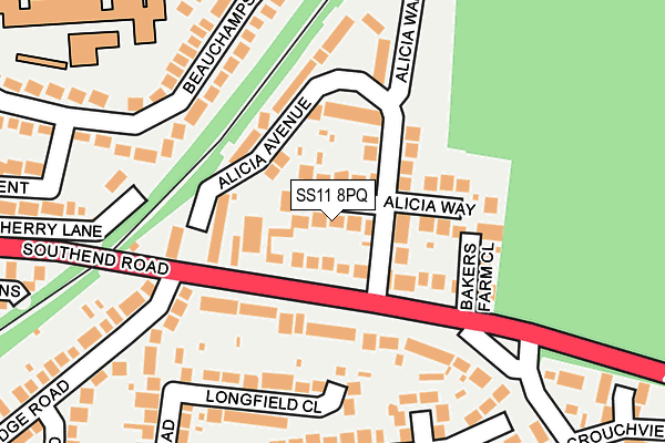 SS11 8PQ map - OS OpenMap – Local (Ordnance Survey) SS11 8PQ map - OS OpenMap – Local (Ordnance Survey)