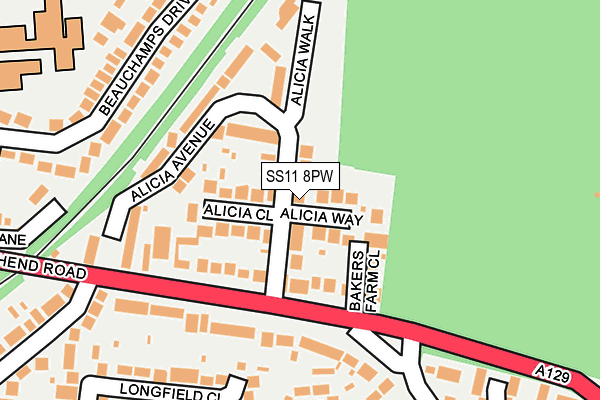 SS11 8PW map - OS OpenMap – Local (Ordnance Survey) SS11 8PW map - OS OpenMap – Local (Ordnance Survey)