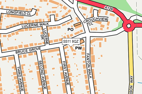 SS11 8QZ map - OS OpenMap – Local (Ordnance Survey) SS11 8QZ map - OS OpenMap – Local (Ordnance Survey)