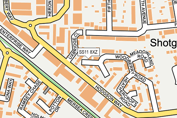 SS11 8XZ map - OS OpenMap – Local (Ordnance Survey) SS11 8XZ map - OS OpenMap – Local (Ordnance Survey)