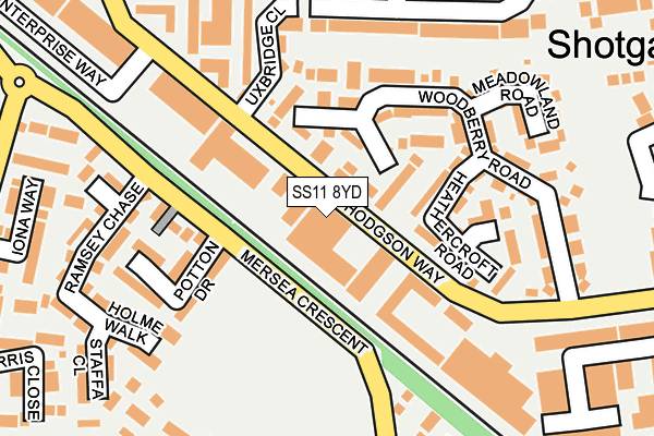 SS11 8YD map - OS OpenMap – Local (Ordnance Survey) SS11 8YD map - OS OpenMap – Local (Ordnance Survey)