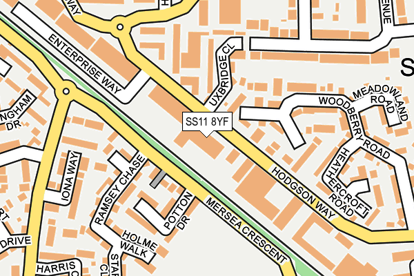 SS11 8YF map - OS OpenMap – Local (Ordnance Survey) SS11 8YF map - OS OpenMap – Local (Ordnance Survey)