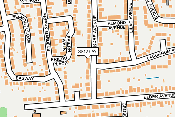 SS12 0AY map - OS OpenMap – Local (Ordnance Survey) SS12 0AY map - OS OpenMap – Local (Ordnance Survey)