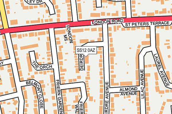 SS12 0AZ map - OS OpenMap – Local (Ordnance Survey) SS12 0AZ map - OS OpenMap – Local (Ordnance Survey)