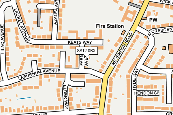SS12 0BX map - OS OpenMap – Local (Ordnance Survey) SS12 0BX map - OS OpenMap – Local (Ordnance Survey)