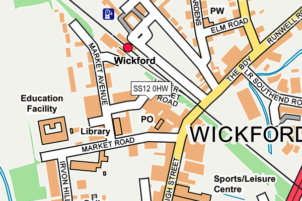 SS12 0HW map - OS OpenMap – Local (Ordnance Survey) SS12 0HW map - OS OpenMap – Local (Ordnance Survey)