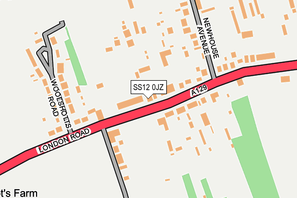 SS12 0JZ map - OS OpenMap – Local (Ordnance Survey) SS12 0JZ map - OS OpenMap – Local (Ordnance Survey)