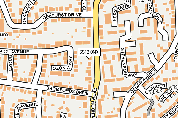 SS12 0NX map - OS OpenMap – Local (Ordnance Survey) SS12 0NX map - OS OpenMap – Local (Ordnance Survey)