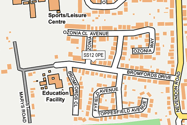 SS12 0PE map - OS OpenMap – Local (Ordnance Survey) SS12 0PE map - OS OpenMap – Local (Ordnance Survey)