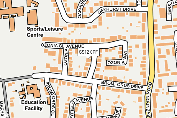 SS12 0PF map - OS OpenMap – Local (Ordnance Survey)