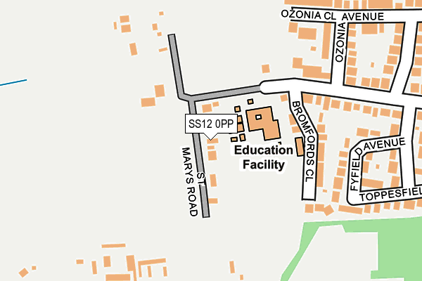 SS12 0PP map - OS OpenMap – Local (Ordnance Survey) SS12 0PP map - OS OpenMap – Local (Ordnance Survey)