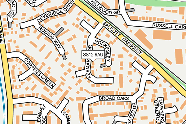 SS12 9AU map - OS OpenMap – Local (Ordnance Survey) SS12 9AU map - OS OpenMap – Local (Ordnance Survey)