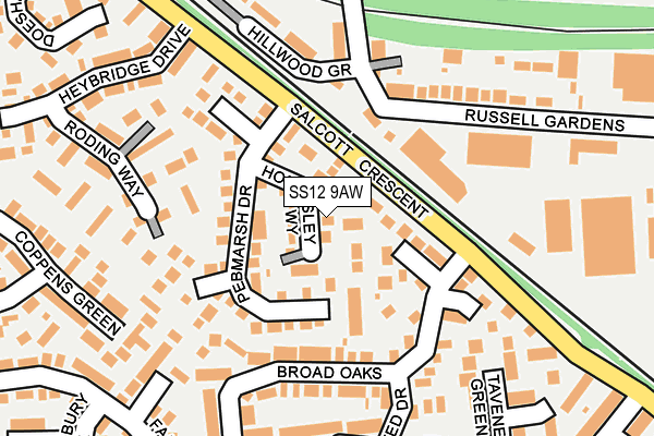 SS12 9AW map - OS OpenMap – Local (Ordnance Survey) SS12 9AW map - OS OpenMap – Local (Ordnance Survey)