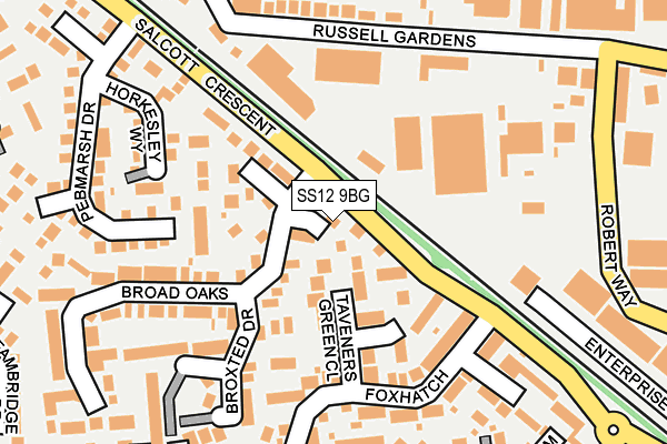SS12 9BG map - OS OpenMap – Local (Ordnance Survey) SS12 9BG map - OS OpenMap – Local (Ordnance Survey)