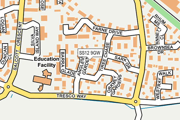 SS12 9GW map - OS OpenMap – Local (Ordnance Survey) SS12 9GW map - OS OpenMap – Local (Ordnance Survey)