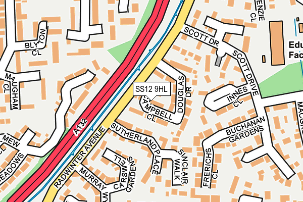 SS12 9HL map - OS OpenMap – Local (Ordnance Survey) SS12 9HL map - OS OpenMap – Local (Ordnance Survey)