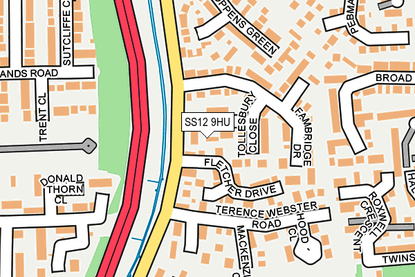 SS12 9HU map - OS OpenMap – Local (Ordnance Survey) SS12 9HU map - OS OpenMap – Local (Ordnance Survey)