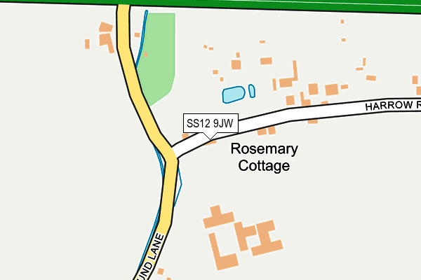 SS12 9JW map - OS OpenMap – Local (Ordnance Survey) SS12 9JW map - OS OpenMap – Local (Ordnance Survey)
