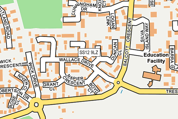 SS12 9LZ map - OS OpenMap – Local (Ordnance Survey) SS12 9LZ map - OS OpenMap – Local (Ordnance Survey)