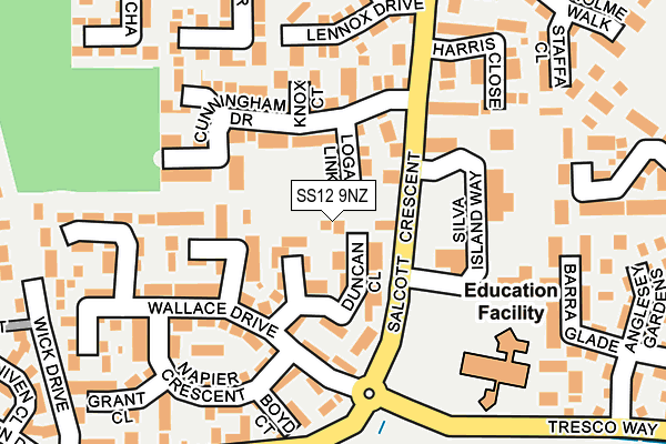 SS12 9NZ map - OS OpenMap – Local (Ordnance Survey) SS12 9NZ map - OS OpenMap – Local (Ordnance Survey)