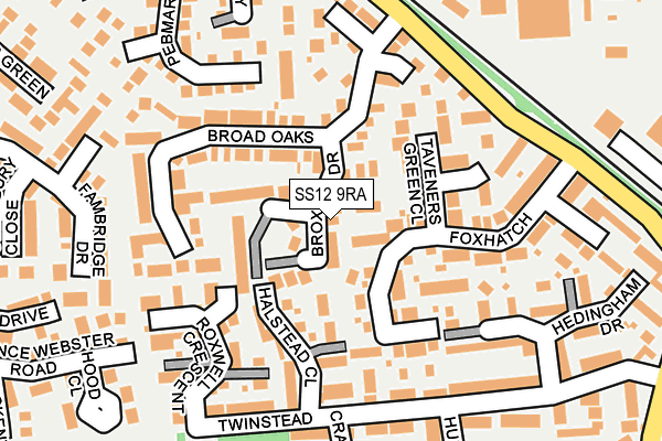 SS12 9RA map - OS OpenMap – Local (Ordnance Survey) SS12 9RA map - OS OpenMap – Local (Ordnance Survey)