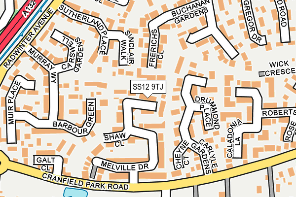 SS12 9TJ map - OS OpenMap – Local (Ordnance Survey)