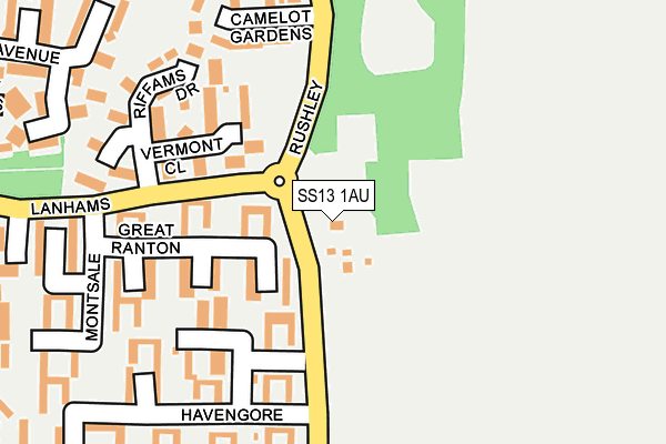 SS13 1AU map - OS OpenMap – Local (Ordnance Survey) SS13 1AU map - OS OpenMap – Local (Ordnance Survey)