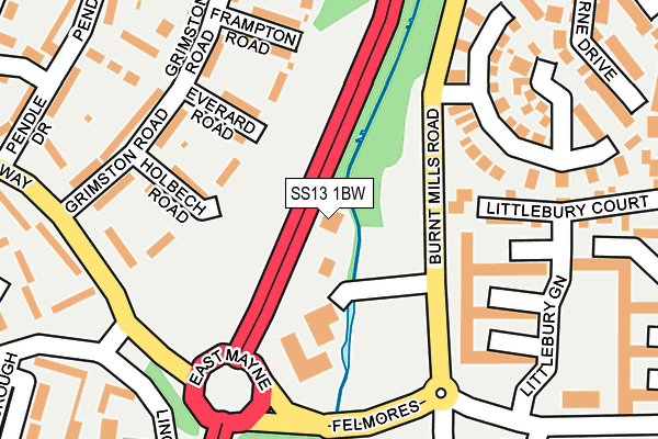 SS13 1BW map - OS OpenMap – Local (Ordnance Survey) SS13 1BW map - OS OpenMap – Local (Ordnance Survey)