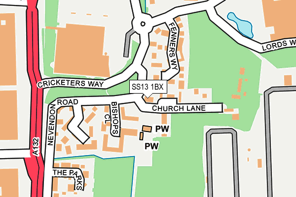 SS13 1BX map - OS OpenMap – Local (Ordnance Survey) SS13 1BX map - OS OpenMap – Local (Ordnance Survey)