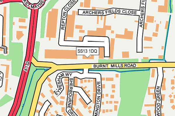SS13 1DQ map - OS OpenMap – Local (Ordnance Survey) SS13 1DQ map - OS OpenMap – Local (Ordnance Survey)