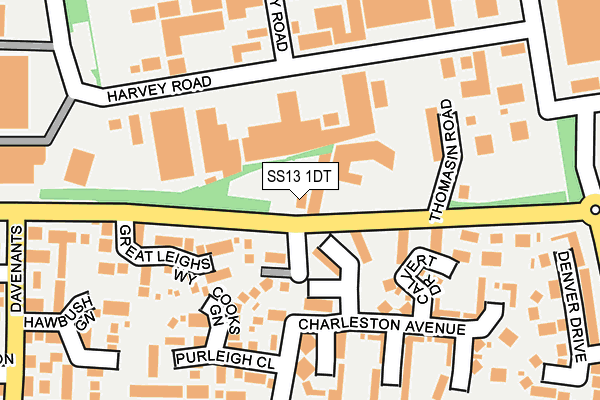 SS13 1DT map - OS OpenMap – Local (Ordnance Survey) SS13 1DT map - OS OpenMap – Local (Ordnance Survey)