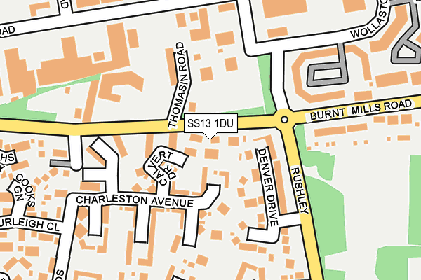 SS13 1DU map - OS OpenMap – Local (Ordnance Survey) SS13 1DU map - OS OpenMap – Local (Ordnance Survey)