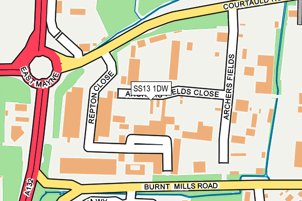 SS13 1DW map - OS OpenMap – Local (Ordnance Survey) SS13 1DW map - OS OpenMap – Local (Ordnance Survey)