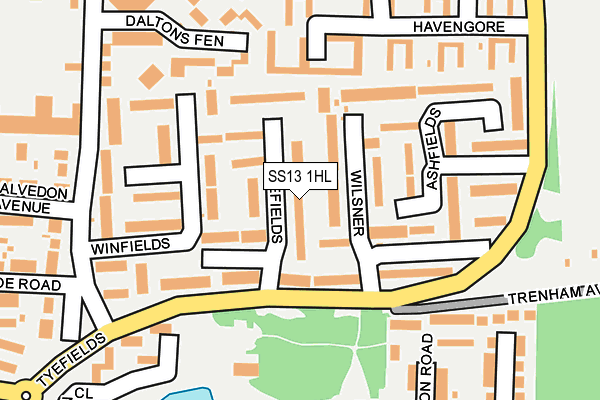 SS13 1HL map - OS OpenMap – Local (Ordnance Survey) SS13 1HL map - OS OpenMap – Local (Ordnance Survey)