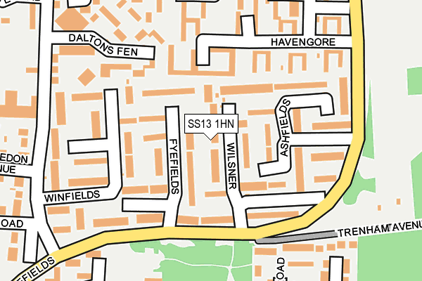 SS13 1HN map - OS OpenMap – Local (Ordnance Survey) SS13 1HN map - OS OpenMap – Local (Ordnance Survey)