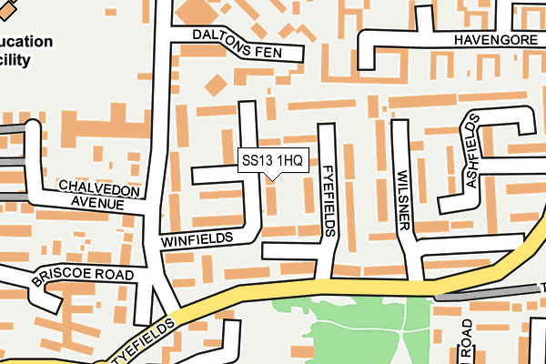 SS13 1HQ map - OS OpenMap – Local (Ordnance Survey) SS13 1HQ map - OS OpenMap – Local (Ordnance Survey)