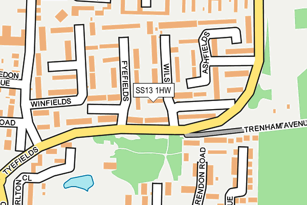 SS13 1HW map - OS OpenMap – Local (Ordnance Survey) SS13 1HW map - OS OpenMap – Local (Ordnance Survey)