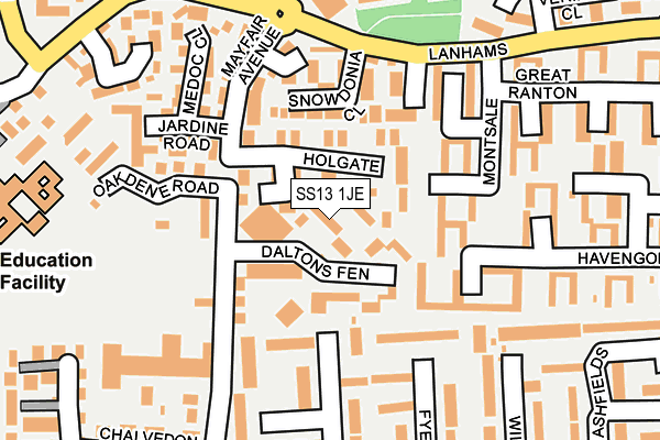 SS13 1JE map - OS OpenMap – Local (Ordnance Survey) SS13 1JE map - OS OpenMap – Local (Ordnance Survey)