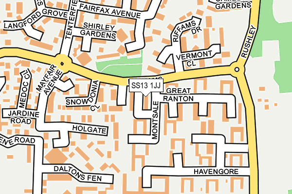 SS13 1JJ map - OS OpenMap – Local (Ordnance Survey) SS13 1JJ map - OS OpenMap – Local (Ordnance Survey)