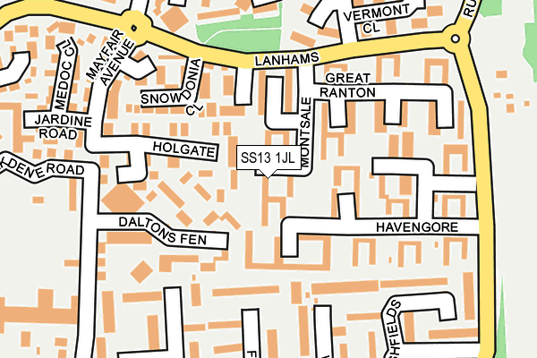 SS13 1JL map - OS OpenMap – Local (Ordnance Survey) SS13 1JL map - OS OpenMap – Local (Ordnance Survey)