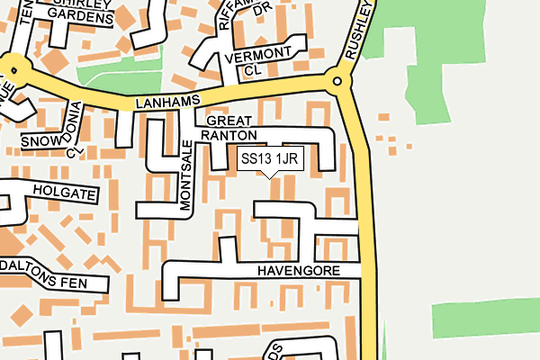 SS13 1JR map - OS OpenMap – Local (Ordnance Survey) SS13 1JR map - OS OpenMap – Local (Ordnance Survey)
