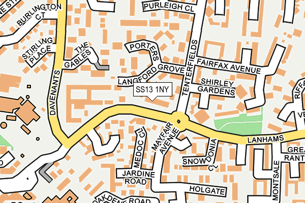 SS13 1NY map - OS OpenMap – Local (Ordnance Survey) SS13 1NY map - OS OpenMap – Local (Ordnance Survey)