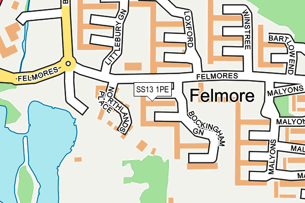 SS13 1PE map - OS OpenMap – Local (Ordnance Survey) SS13 1PE map - OS OpenMap – Local (Ordnance Survey)