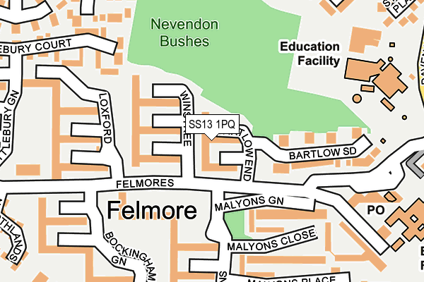 SS13 1PQ map - OS OpenMap – Local (Ordnance Survey) SS13 1PQ map - OS OpenMap – Local (Ordnance Survey)