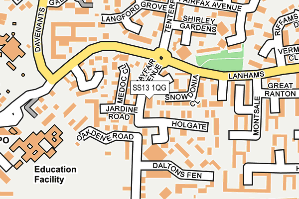 SS13 1QG map - OS OpenMap – Local (Ordnance Survey) SS13 1QG map - OS OpenMap – Local (Ordnance Survey)
