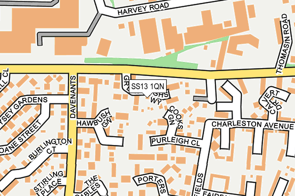 SS13 1QN map - OS OpenMap – Local (Ordnance Survey) SS13 1QN map - OS OpenMap – Local (Ordnance Survey)