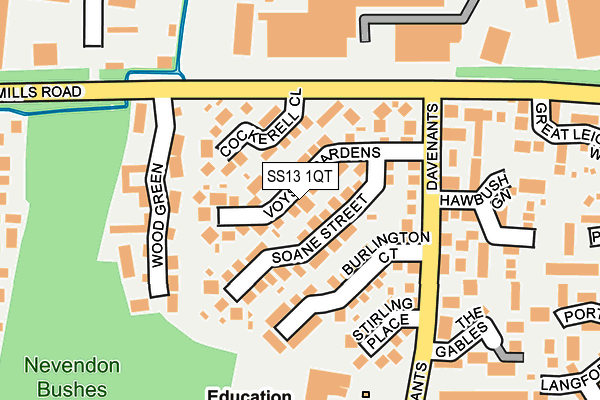 SS13 1QT map - OS OpenMap – Local (Ordnance Survey) SS13 1QT map - OS OpenMap – Local (Ordnance Survey)