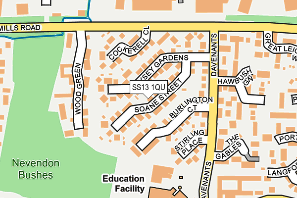 SS13 1QU map - OS OpenMap – Local (Ordnance Survey)