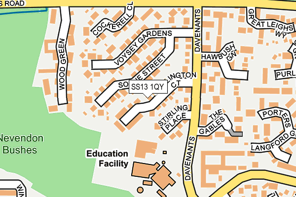 SS13 1QY map - OS OpenMap – Local (Ordnance Survey) SS13 1QY map - OS OpenMap – Local (Ordnance Survey)